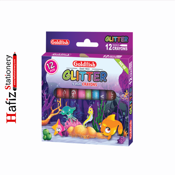 Goldfish Glitter Crayons 12 Pcs 9mm High Quality Crayons