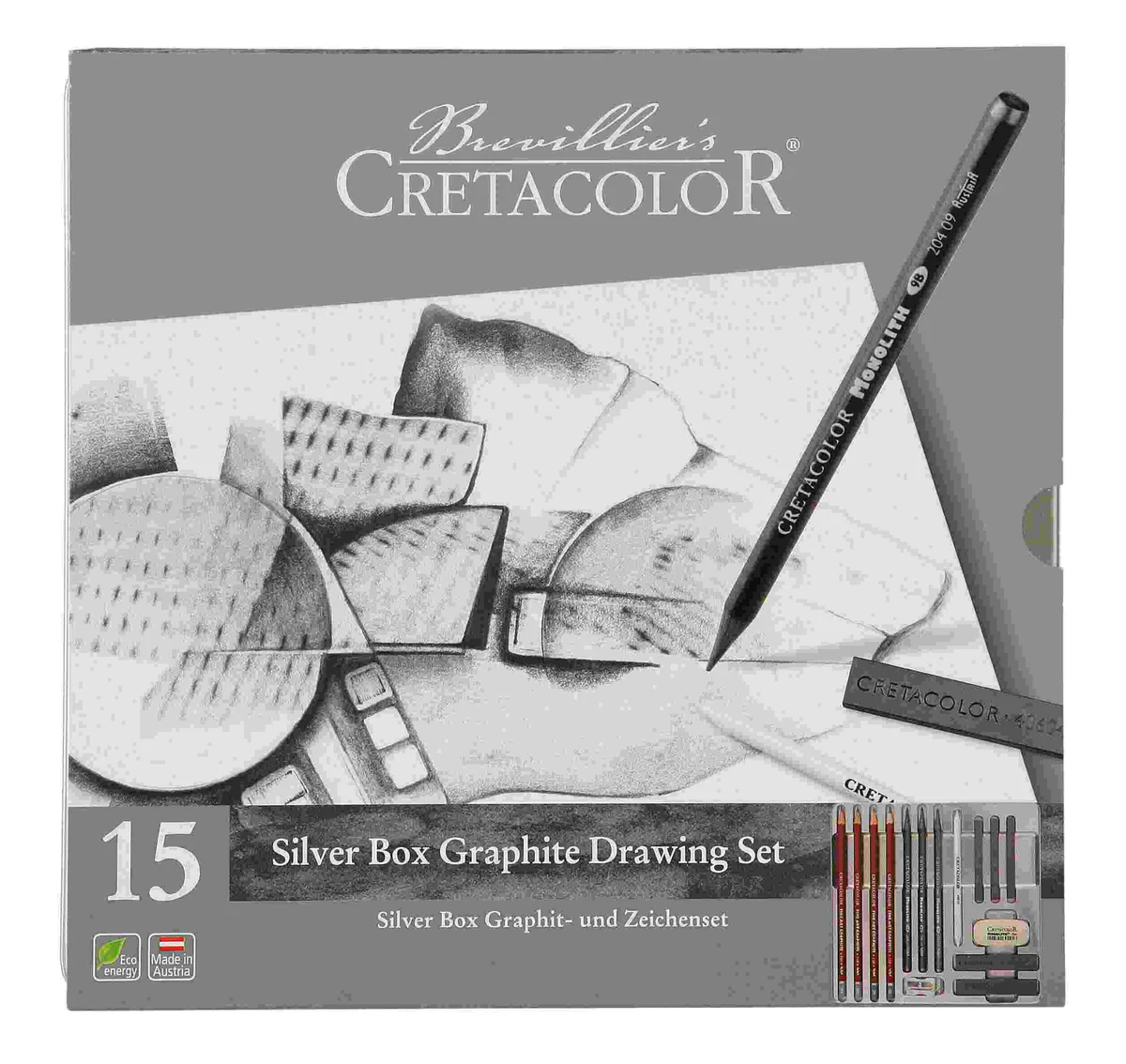 CretacolorSilverBoxDrawingSet_1 Cretacolor Silver Box Graphite Drawing Set Of 15 - Image 1