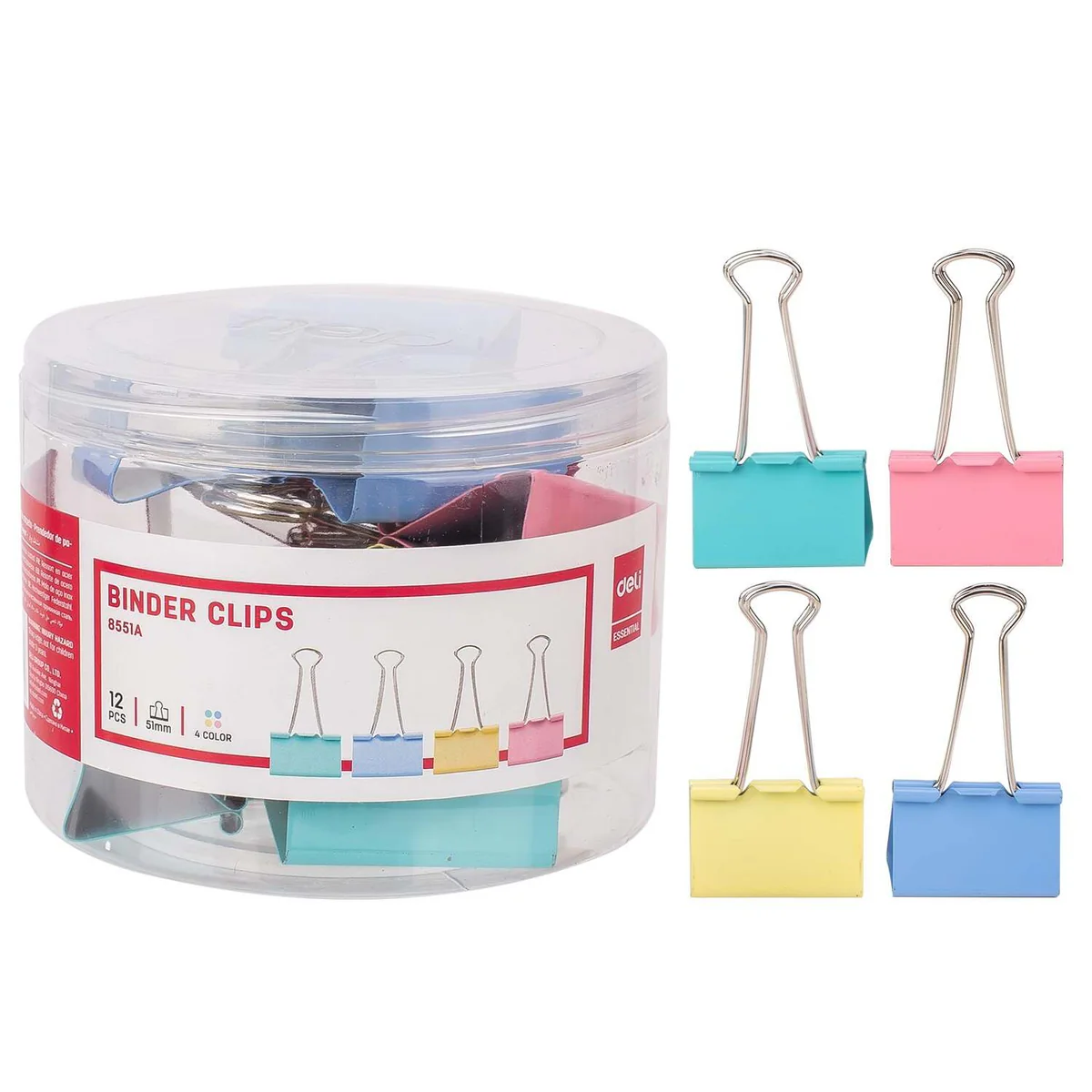 DeliColorfulBinderClip51mmE8551APackof12_2 Deli Colorful Binder Clip 51mm E8551A Pack of 12 - Image 1