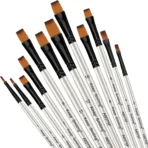 Keep Smiling Professional Flat Tip Paint Brush Pack Of 12 - Image 2