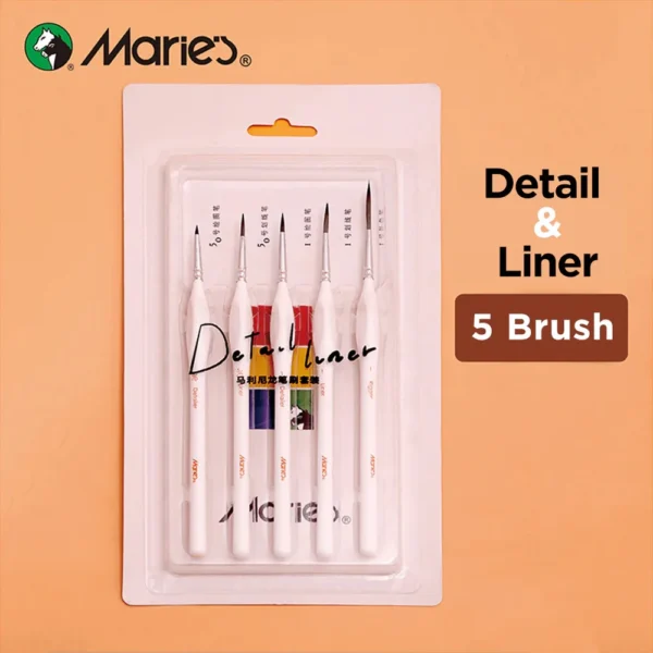Maries Detail Liner Brush For Painting Set Of 5