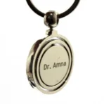 Globe Metallic Keychain With Engraved Name - Image 3