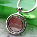 Globe Metallic Keychain With Engraved Name - Image 2