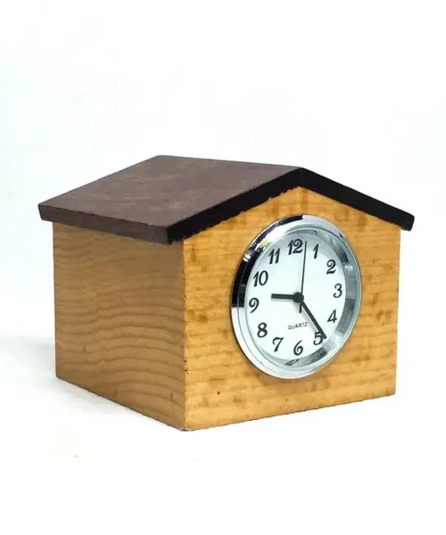 Table Analog Watch Desk Organizer wooden