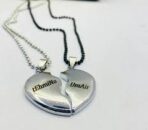 Heavy Silver Magnetic Broken Heart Necklace Locket - Image 3
