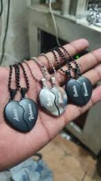 Heavy Silver Magnetic Broken Heart Necklace Locket - Image 2