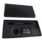 Customized name engraving pen keychain set with box